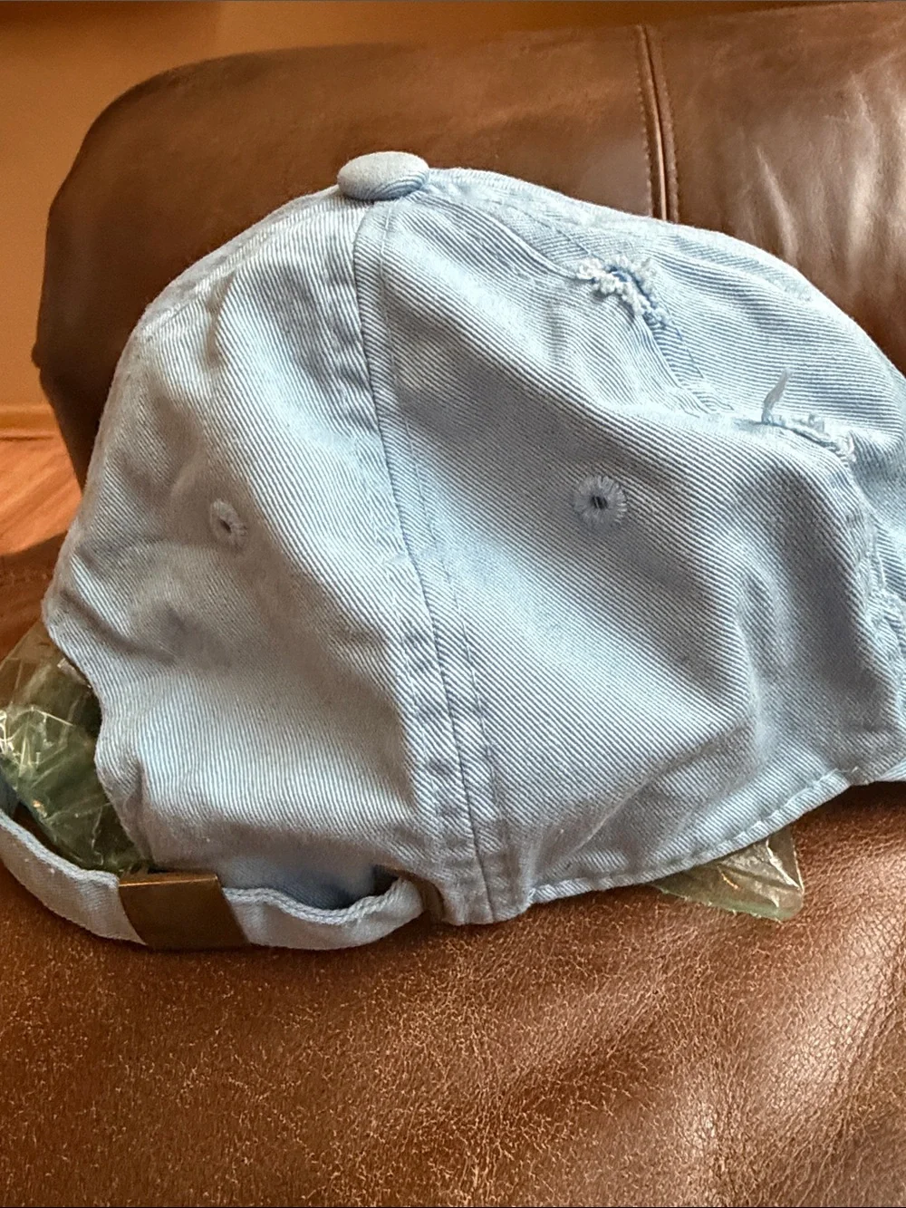 One size fit all Light Blue Distressed Cap with Bear Patch